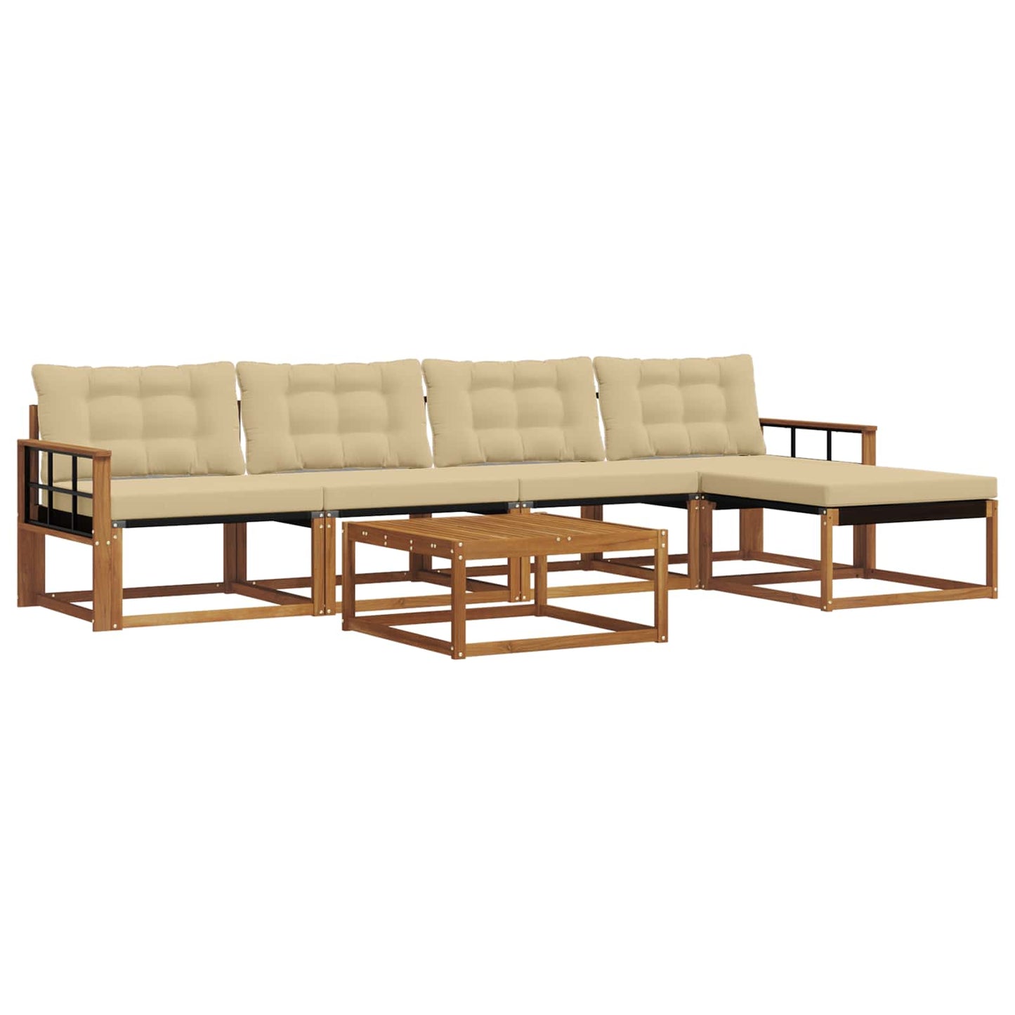 Outdoor-Sofagarnitur mit Kissen 6 pcs Natur und Beige
