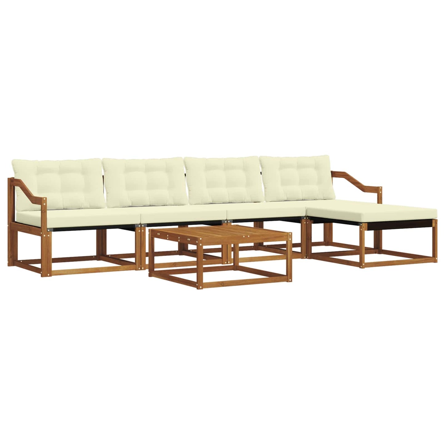 Outdoor-Sofagarnitur mit Kissen 6 pcs Natur und Creme