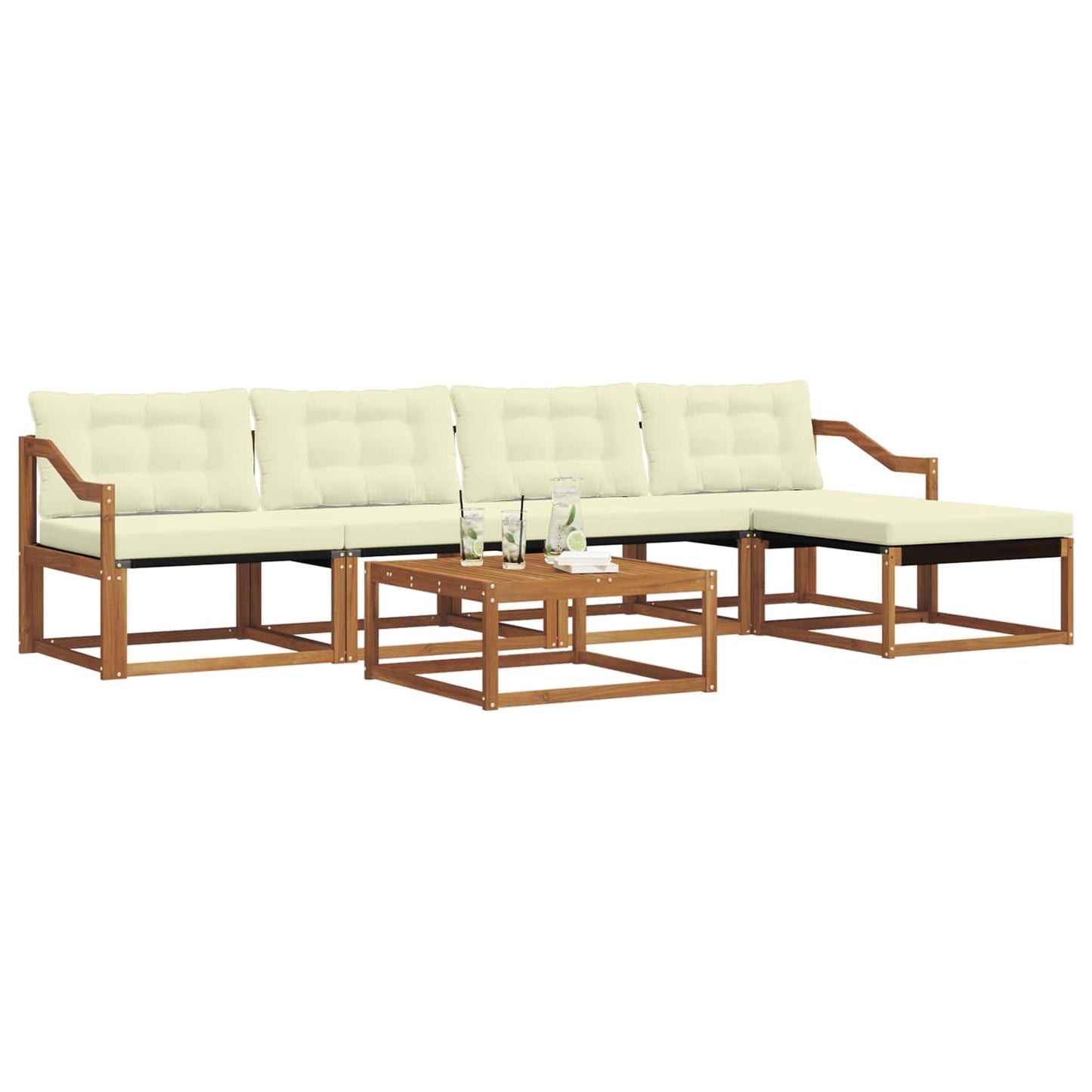 Outdoor-Sofagarnitur mit Kissen 6 pcs Natur und Creme