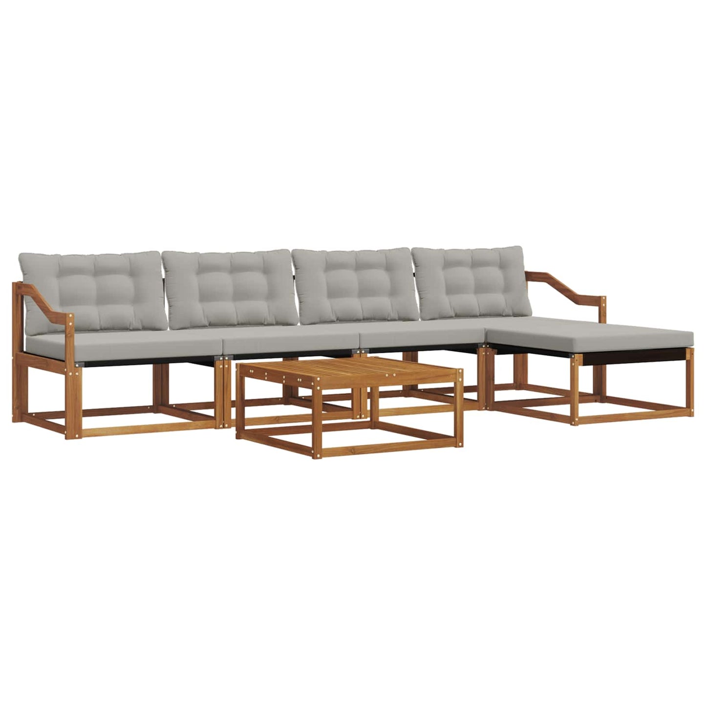 Outdoor-Sofagarnitur mit Kissen 6 pcs Natürlich und Hellgrau