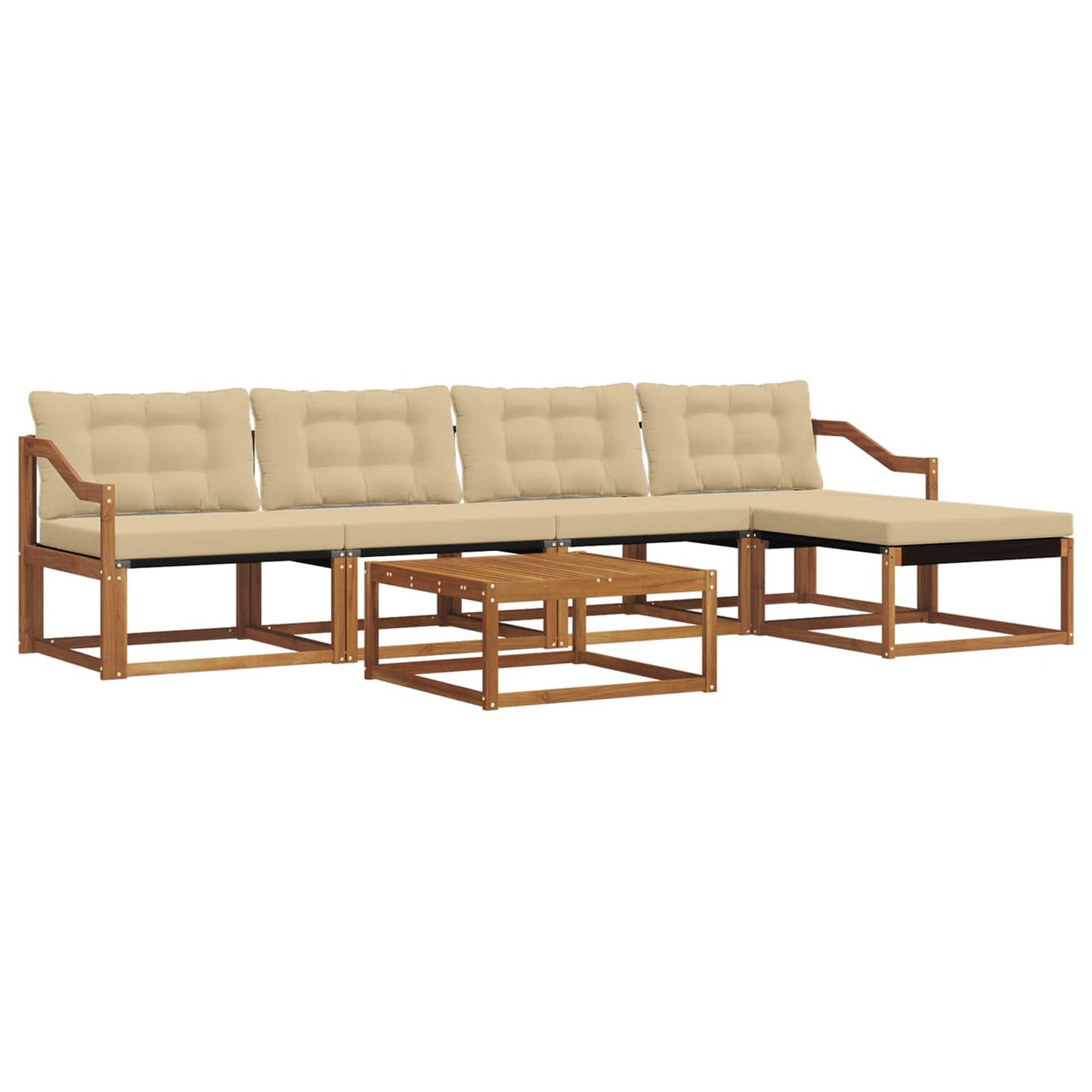 Outdoor-Sofagarnitur mit Kissen 6 pcs Natur und Beige