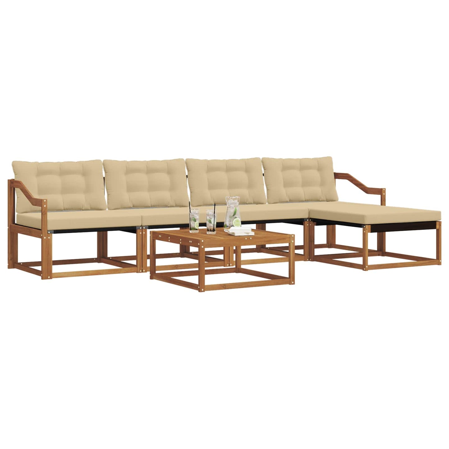 Outdoor-Sofagarnitur mit Kissen 6 pcs Natur und Beige
