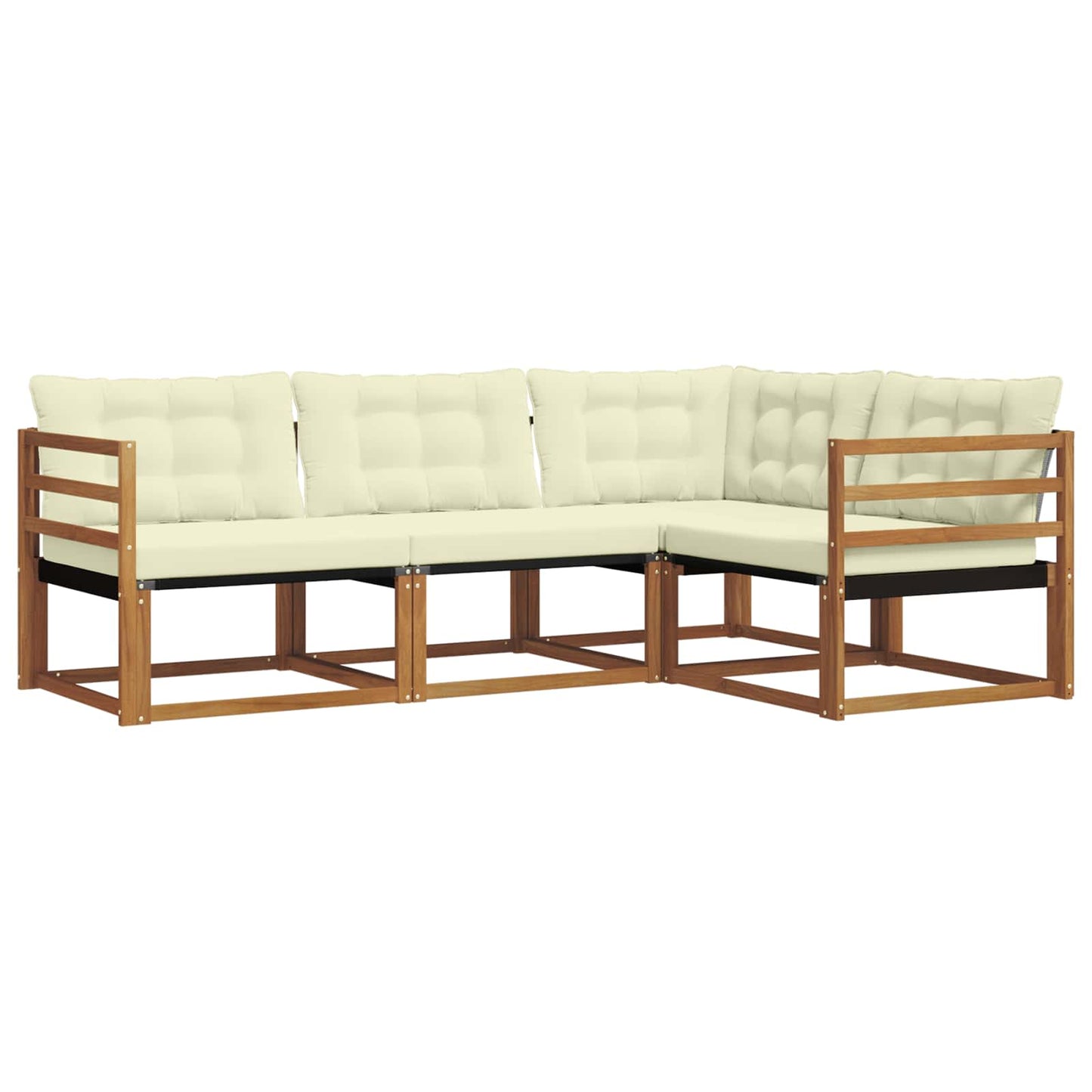 Outdoor-Sofagarnitur mit Kissen 4 pcs Natur und Creme