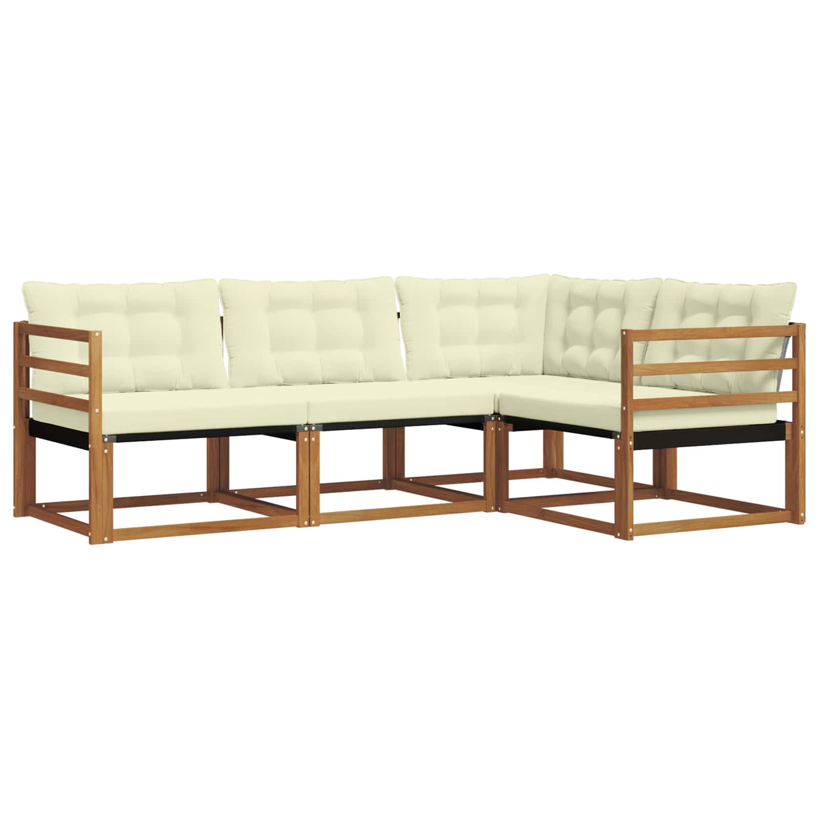 Outdoor-Sofagarnitur mit Kissen 4 pcs Natur und Creme