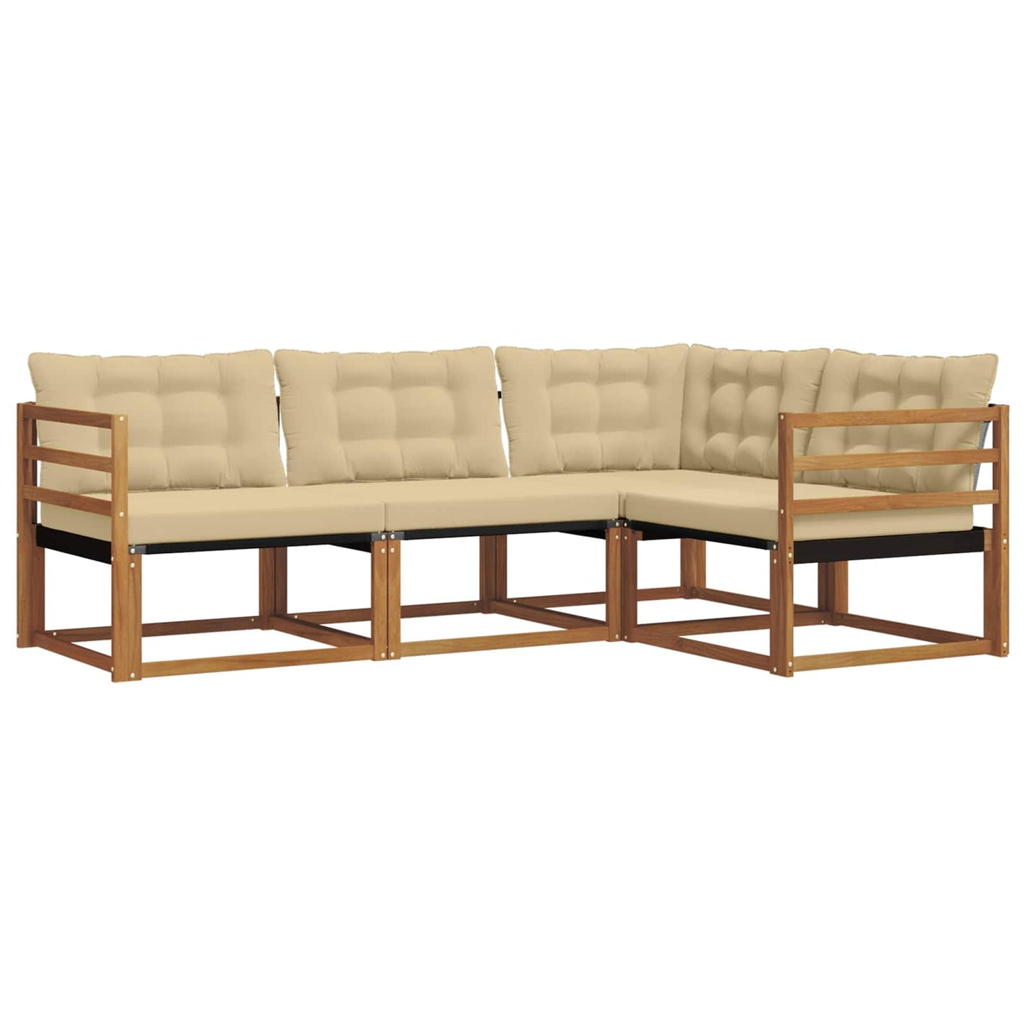 Outdoor-Sofagarnitur mit Kissen 4 pcs Natur und Beige