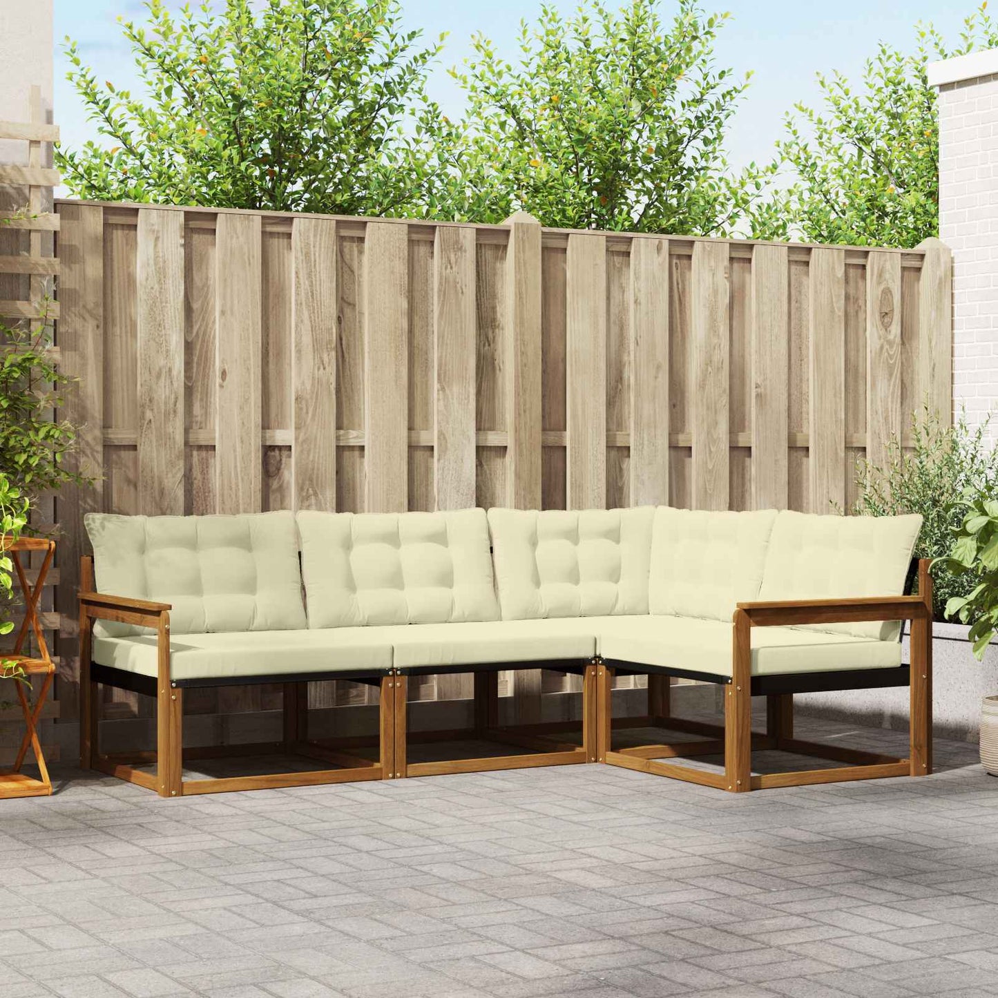 Outdoor-Sofagarnitur 4 stk. Natur und Creme