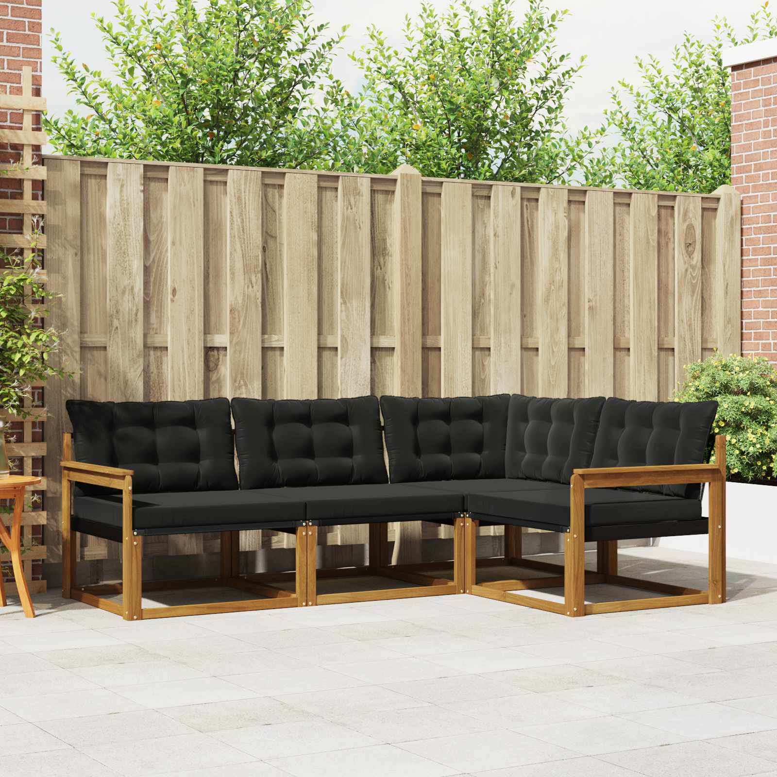 Outdoor-Sofagarnitur mit Kissen 4 pcs Natürlich und Schwarz