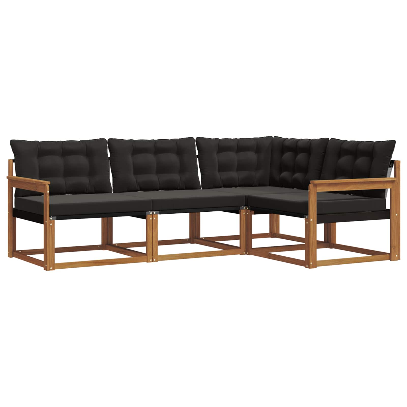 Outdoor-Sofagarnitur mit Kissen 4 pcs Natürlich und Schwarz