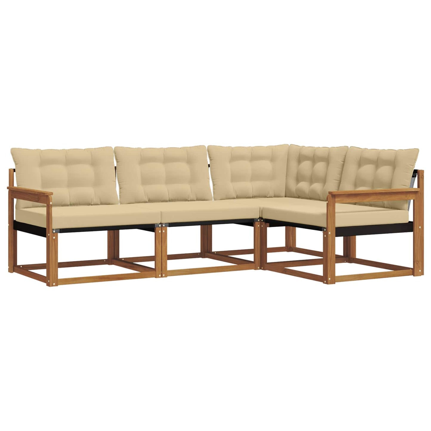Outdoor-Sofagarnitur mit Kissen 4 pcs Natur und Beige