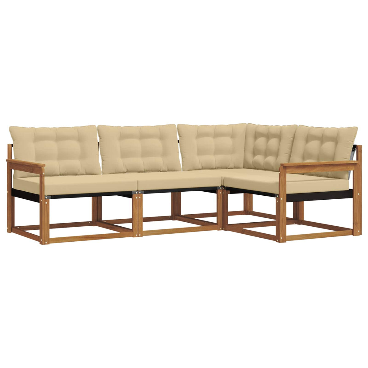 Outdoor-Sofagarnitur 4 stk. Natur und Beige