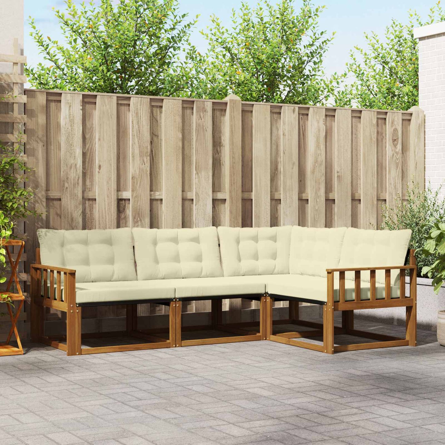 Outdoor-Sofagarnitur 4 stk. Natur und Creme