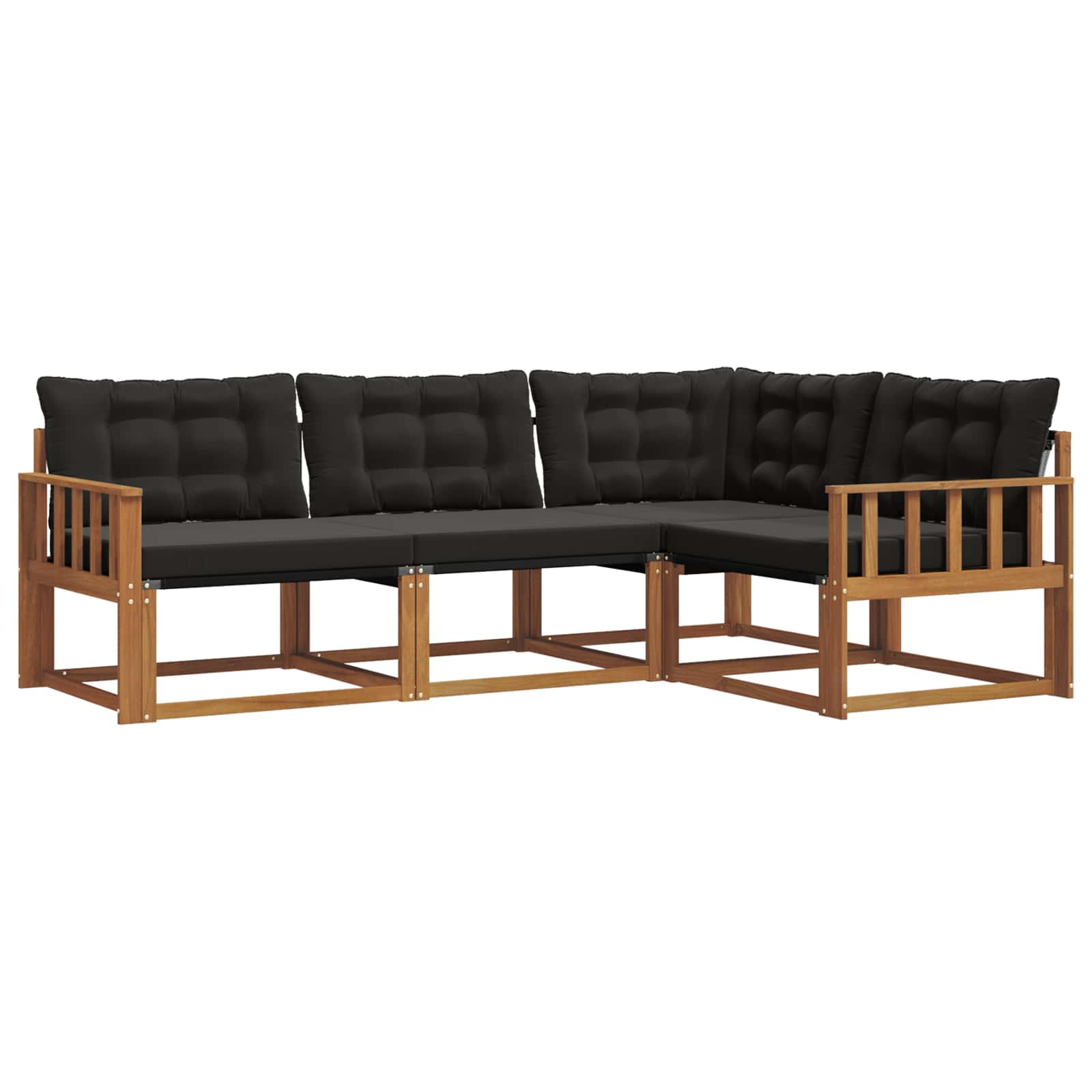 Outdoor-Sofagarnitur mit Kissen 4 pcs Natürlich und Schwarz