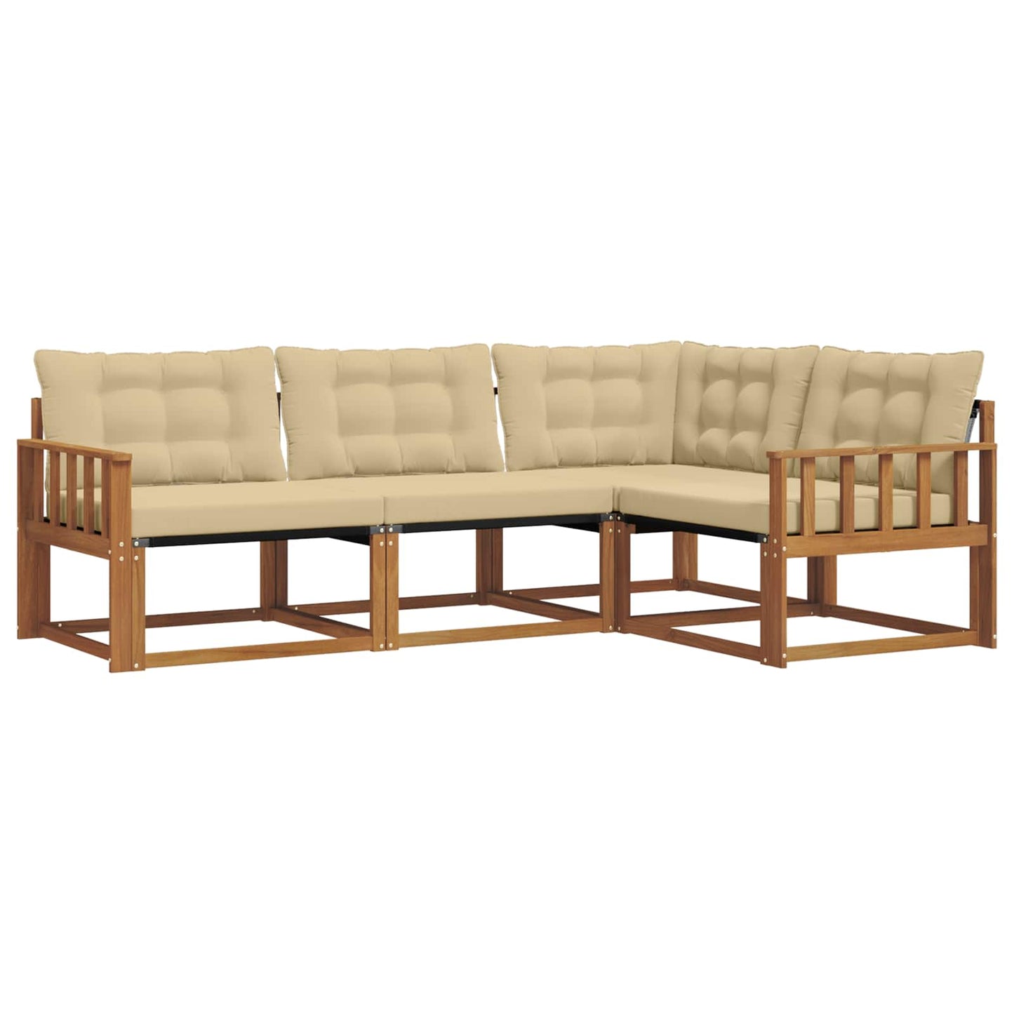 Outdoor-Sofagarnitur mit Kissen 4 pcs Natur und Beige