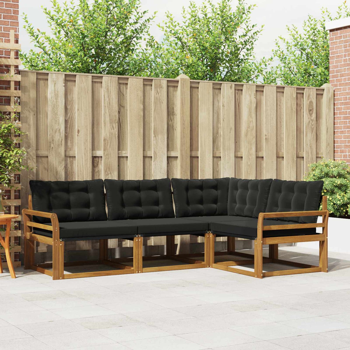Outdoor-Sofagarnitur mit Kissen 4 pcs Natürlich und Schwarz