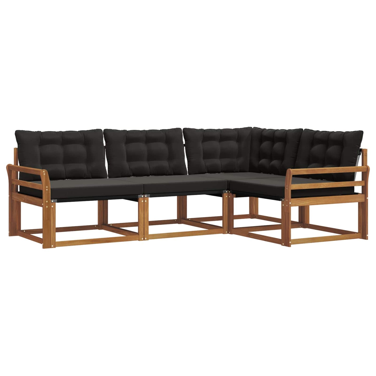 Outdoor-Sofagarnitur mit Kissen 4 pcs Natürlich und Schwarz