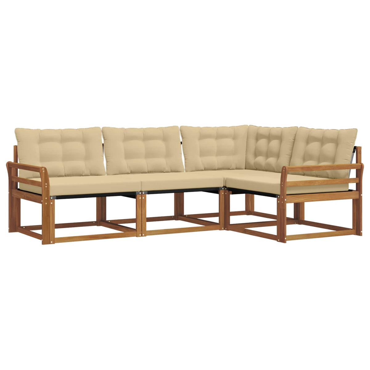 Outdoor-Sofagarnitur 4 stk. Natur und Beige