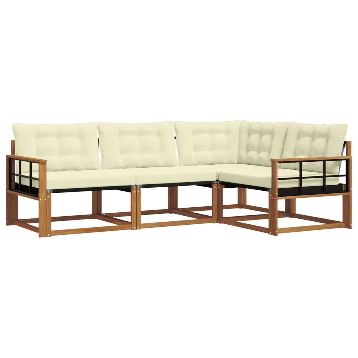 Outdoor-Sofagarnitur 4 stk. Natur und Creme