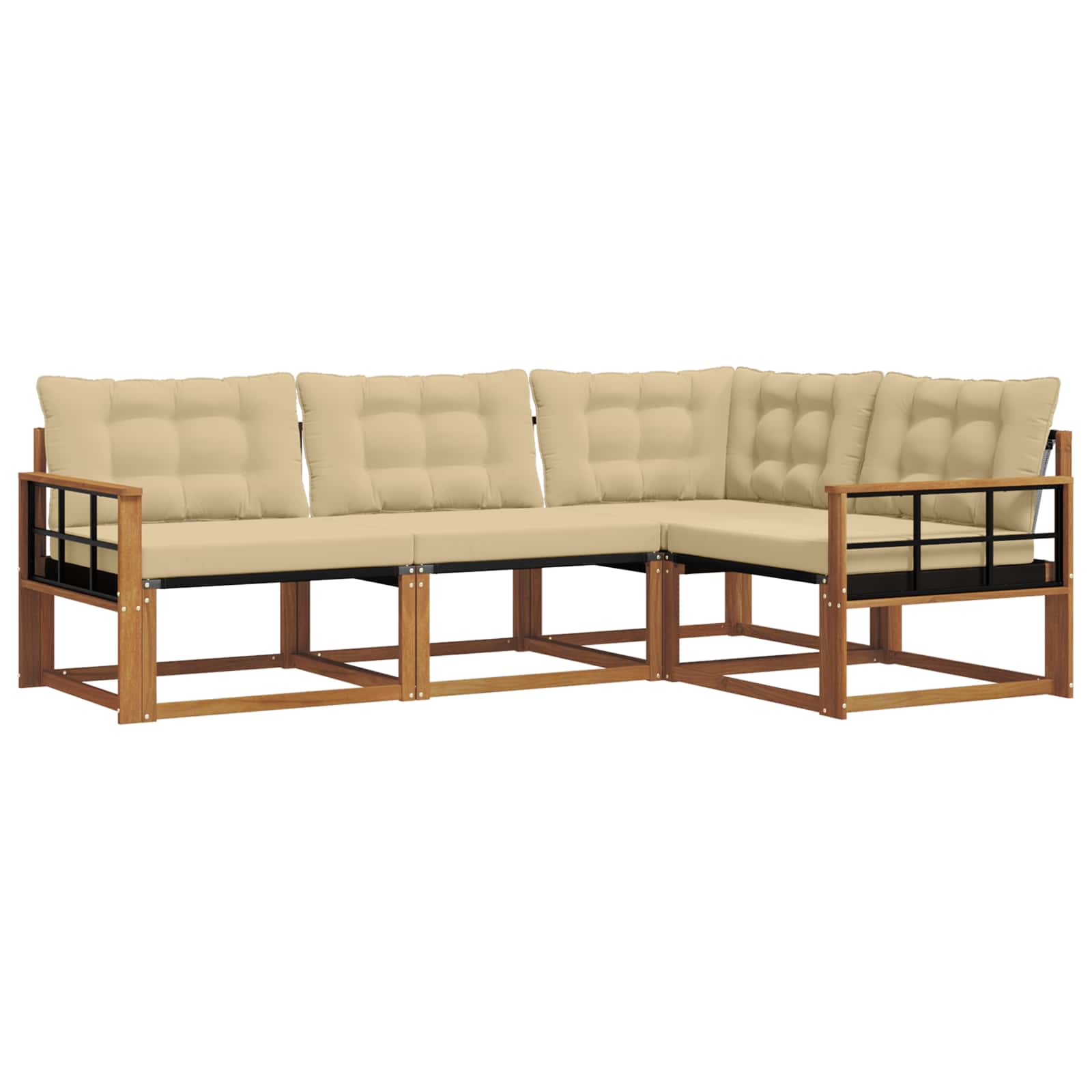 Outdoor-Sofagarnitur mit Kissen 4 pcs Natur und Beige