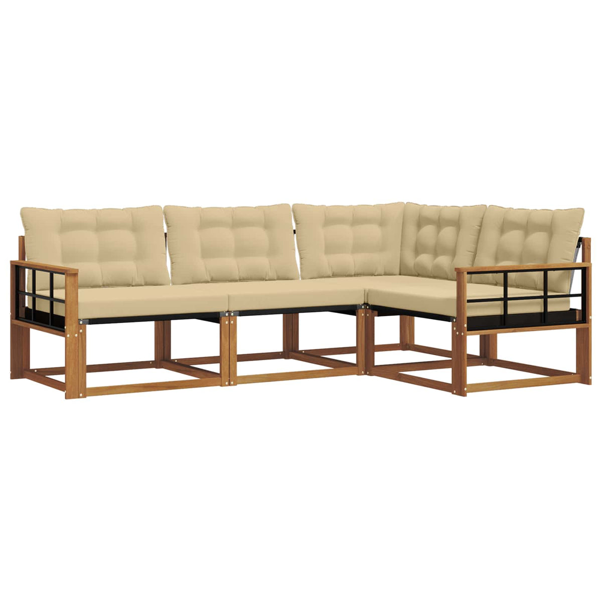 Outdoor-Sofagarnitur 4 stk. Natur und Beige