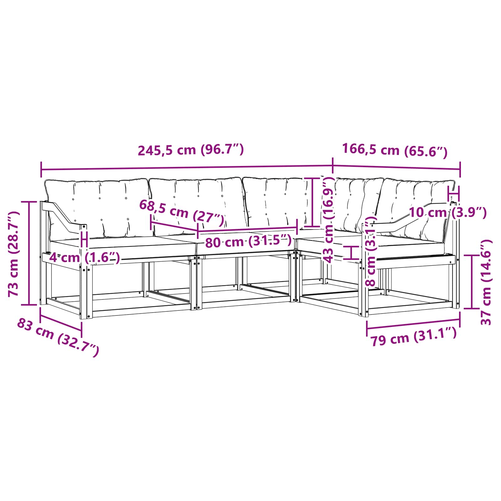Outdoor-Sofagarnitur 4 stk. Natur und Creme