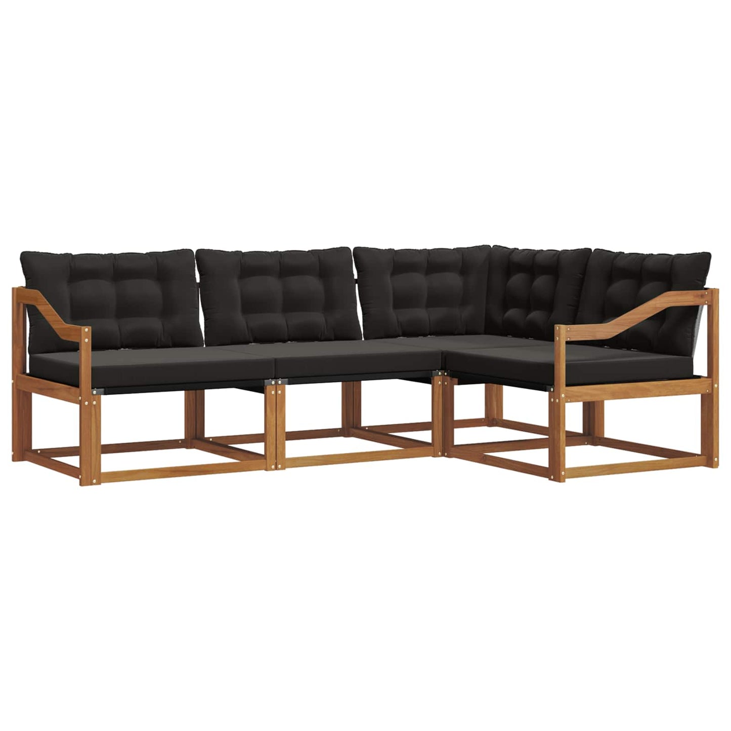 Outdoor-Sofagarnitur mit Kissen 4 pcs Natürlich und Schwarz