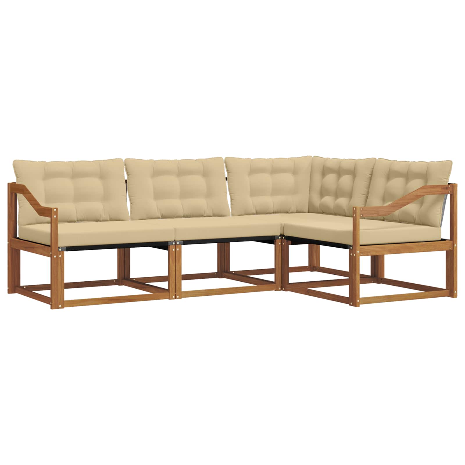 Outdoor-Sofagarnitur mit Kissen 4 pcs Natur und Beige
