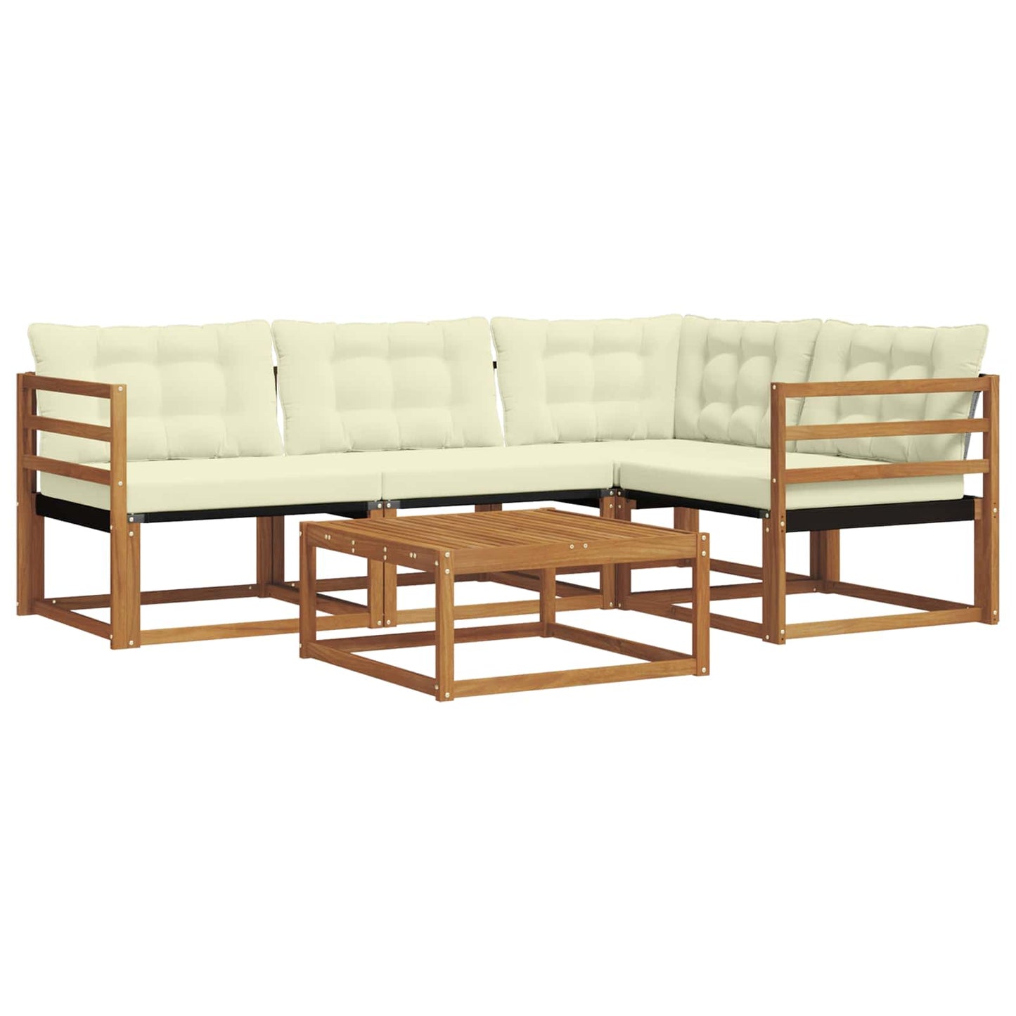 Outdoor-Sofagarnitur mit Kissen 5 pcs Natur und Creme
