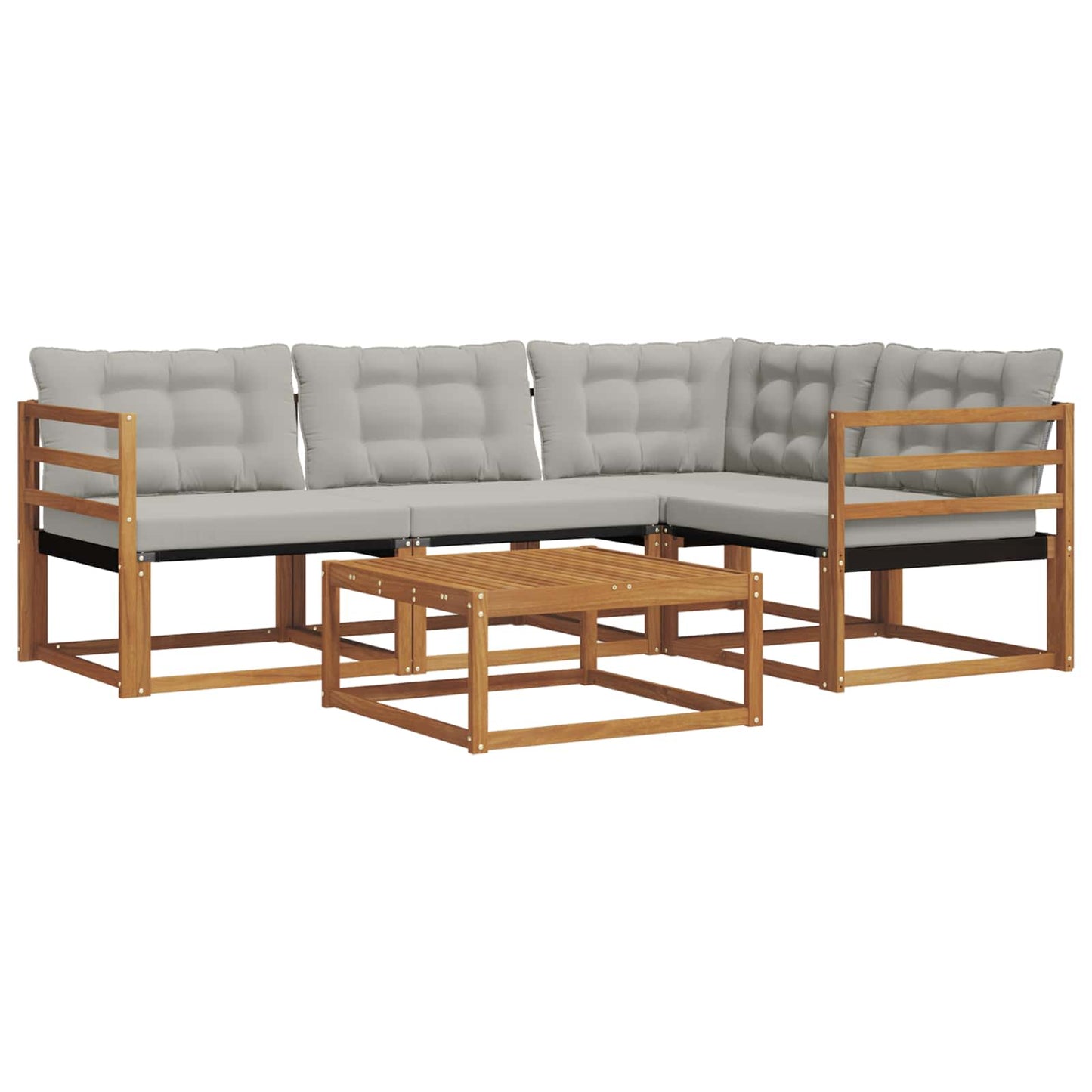 Outdoor-Sofagarnitur mit Kissen 5 pcs Natürlich und Hellgrau