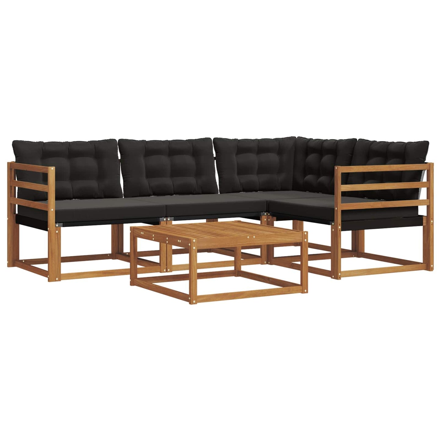 Outdoor-Sofagarnitur mit Kissen 5 pcs Natürlich und Schwarz