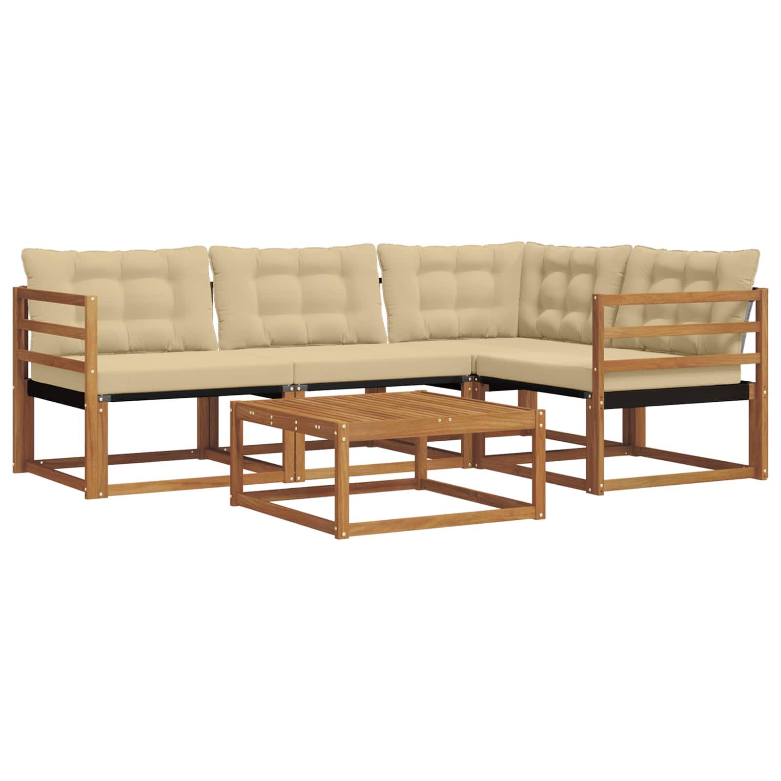 Outdoor-Sofagarnitur mit Kissen 5 pcs Natur und Beige