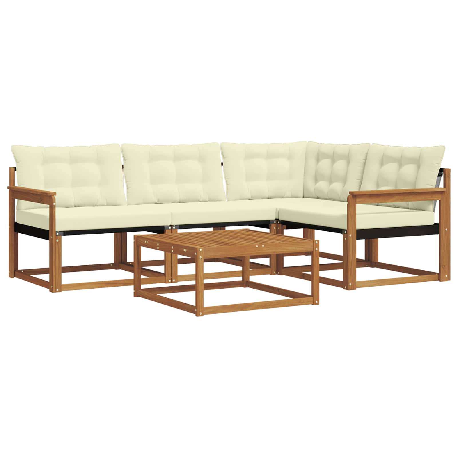 Outdoor-Sofagarnitur mit Kissen 5 pcs Natur und Creme