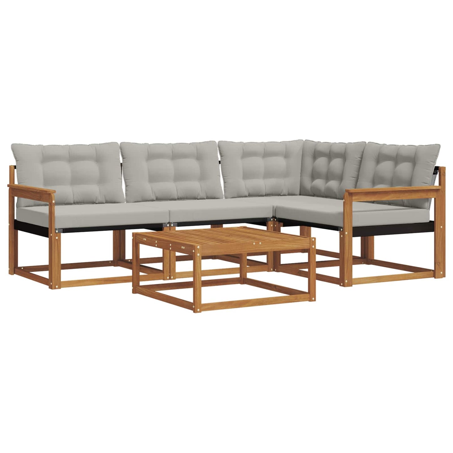 Outdoor-Sofagarnitur mit Kissen 5 pcs Natürlich und Hellgrau
