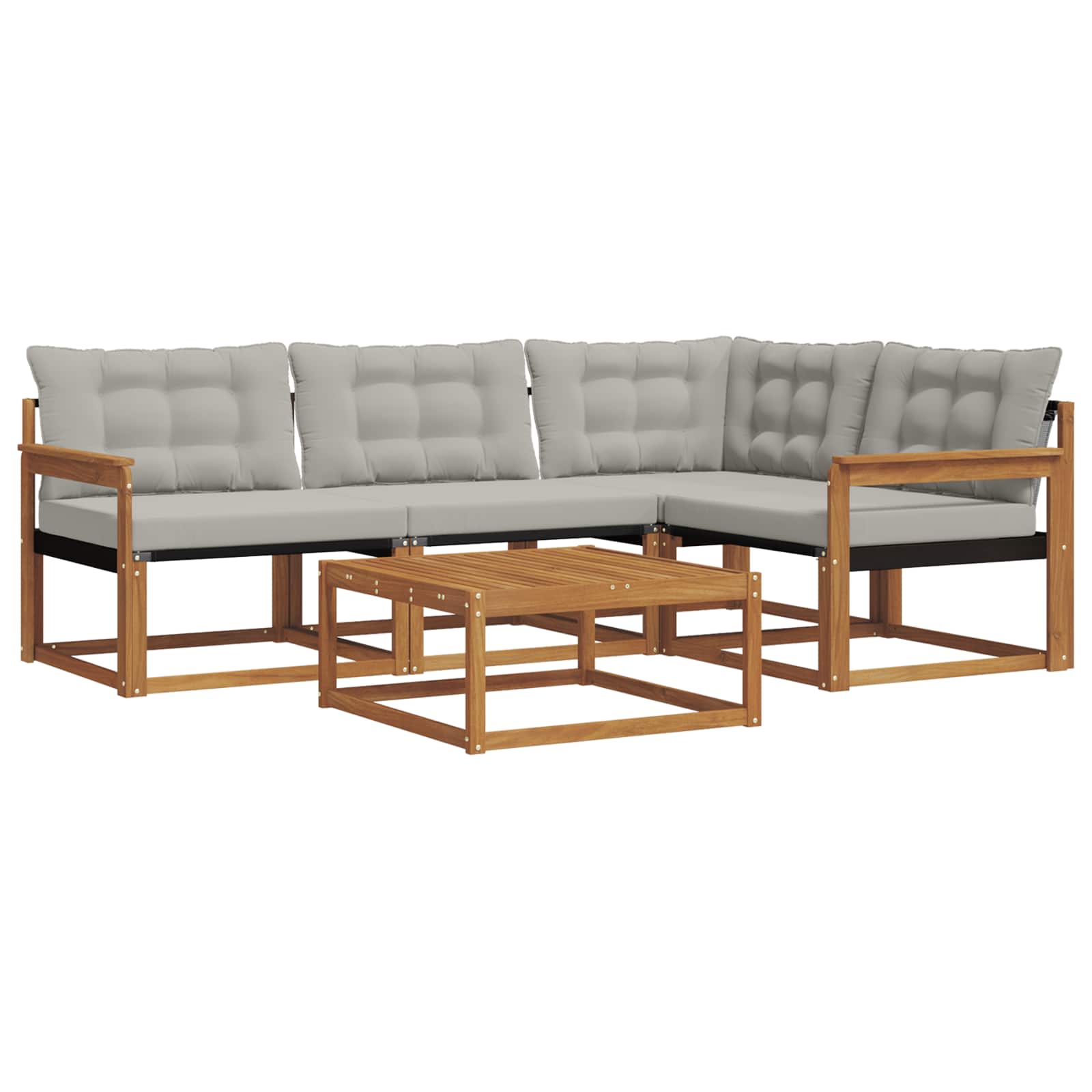 Outdoor-Sofagarnitur mit Kissen 5 pcs Natürlich und Hellgrau