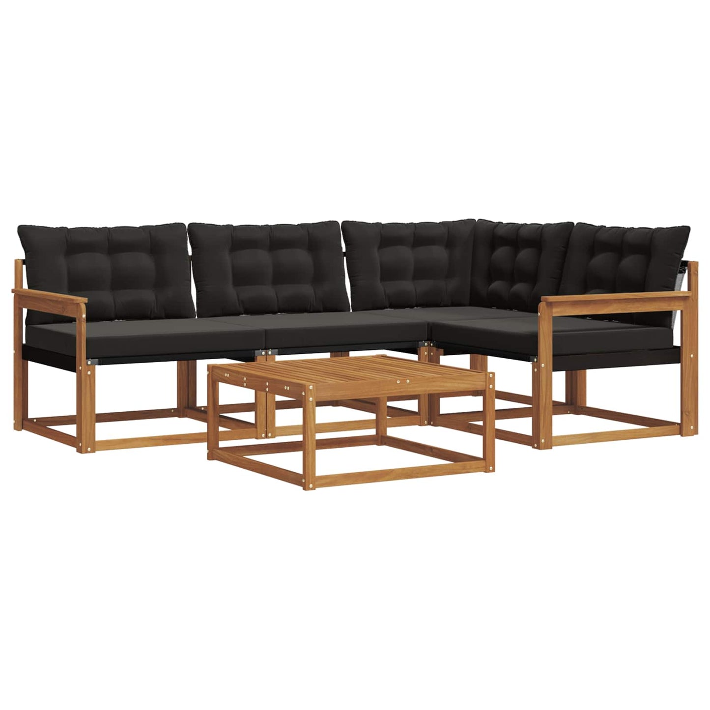 Outdoor-Sofagarnitur mit Kissen 5 pcs Natürlich und Schwarz