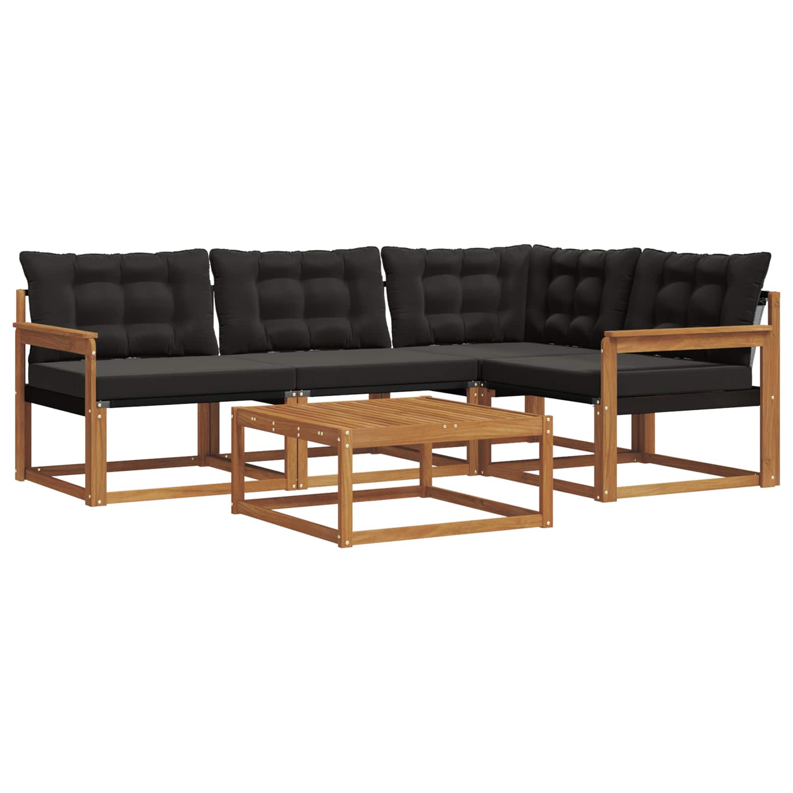 Outdoor-Sofagarnitur mit Kissen 5 pcs Natürlich und Schwarz
