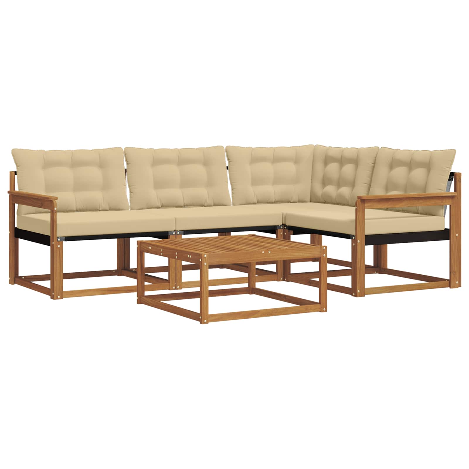Outdoor-Sofagarnitur mit Kissen 5 pcs Natur und Beige