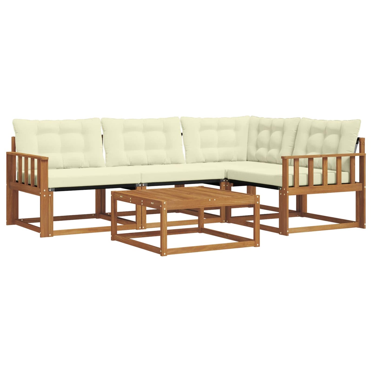Outdoor-Sofagarnitur mit Kissen 5 pcs Natur und Creme