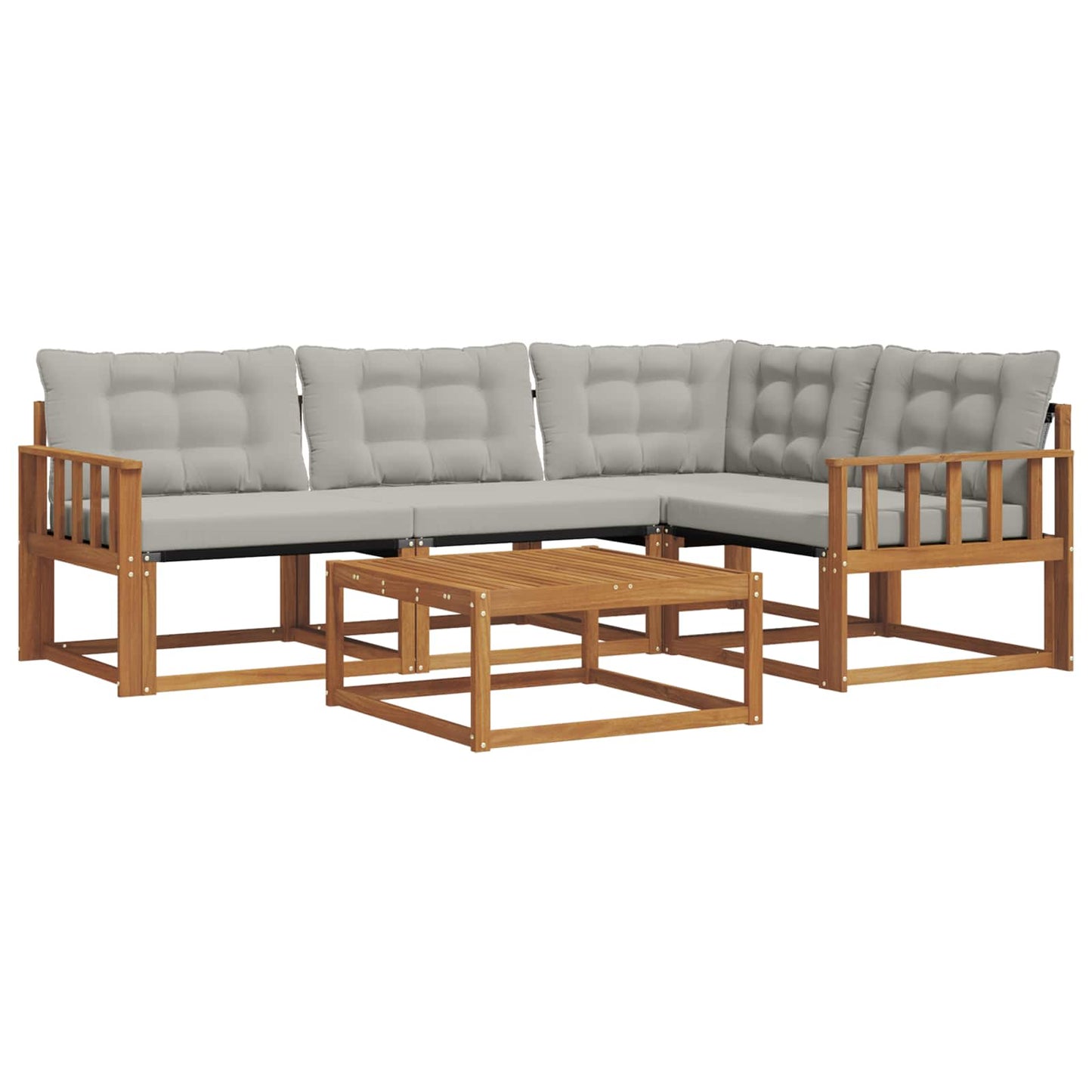 Outdoor-Sofagarnitur mit Kissen 5 pcs Natürlich und Hellgrau