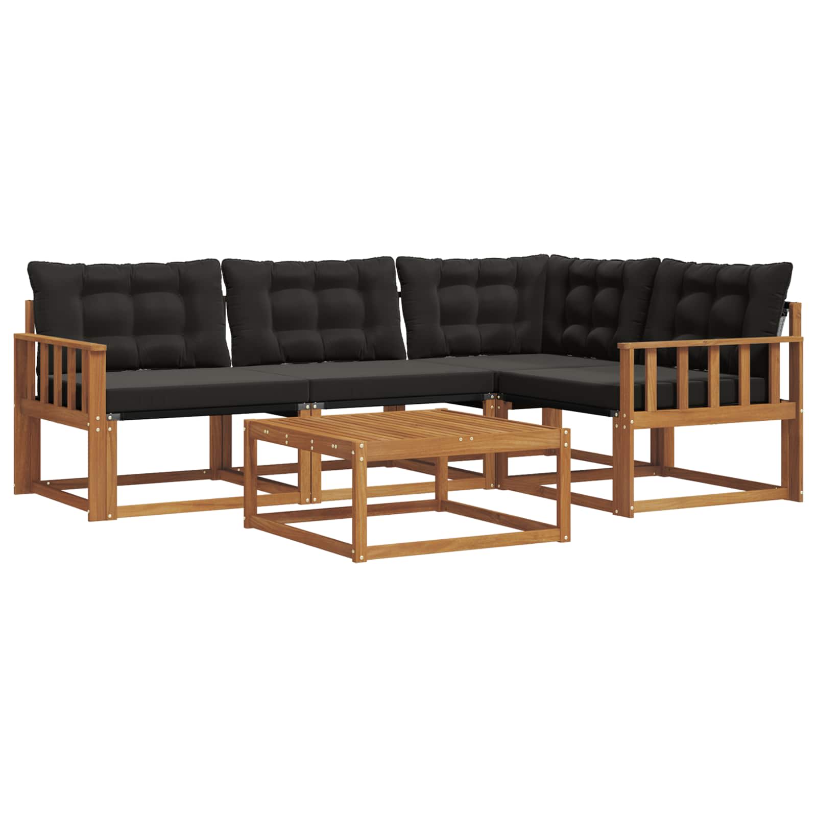 Outdoor-Sofagarnitur mit Kissen 5 pcs Natürlich und Schwarz