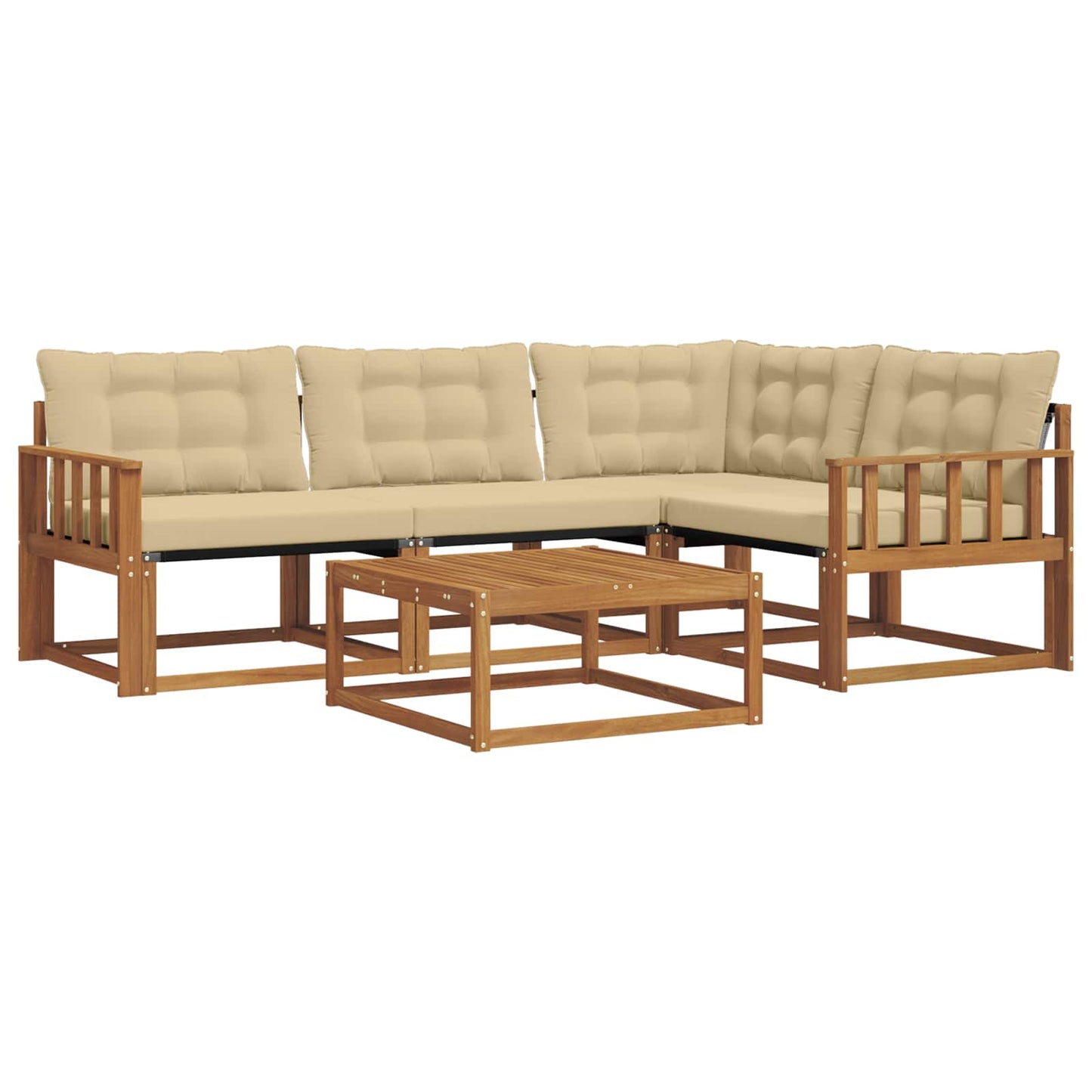 Outdoor-Sofagarnitur mit Kissen 5 pcs Natur und Beige