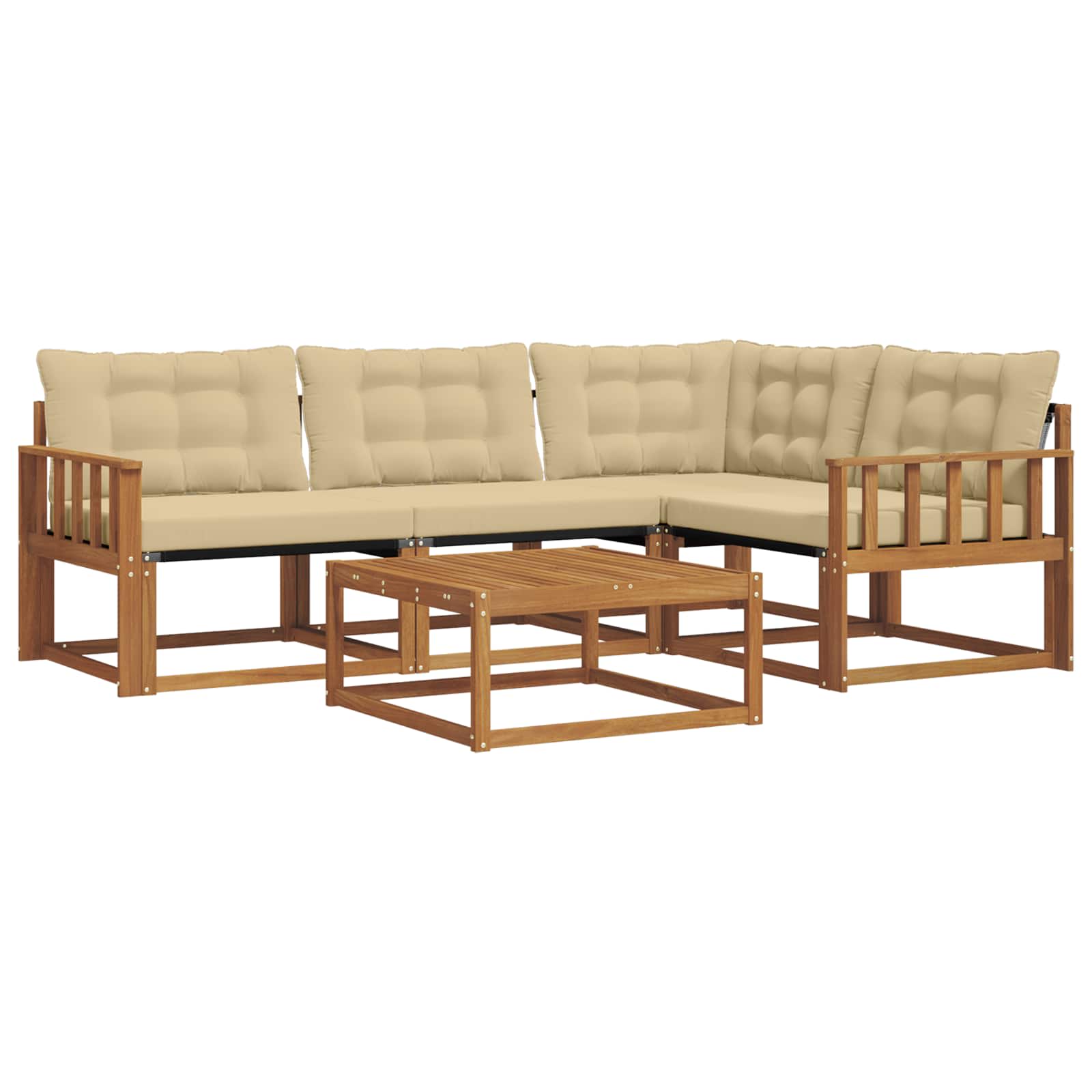 Outdoor-Sofagarnitur mit Kissen 5 pcs Natur und Beige