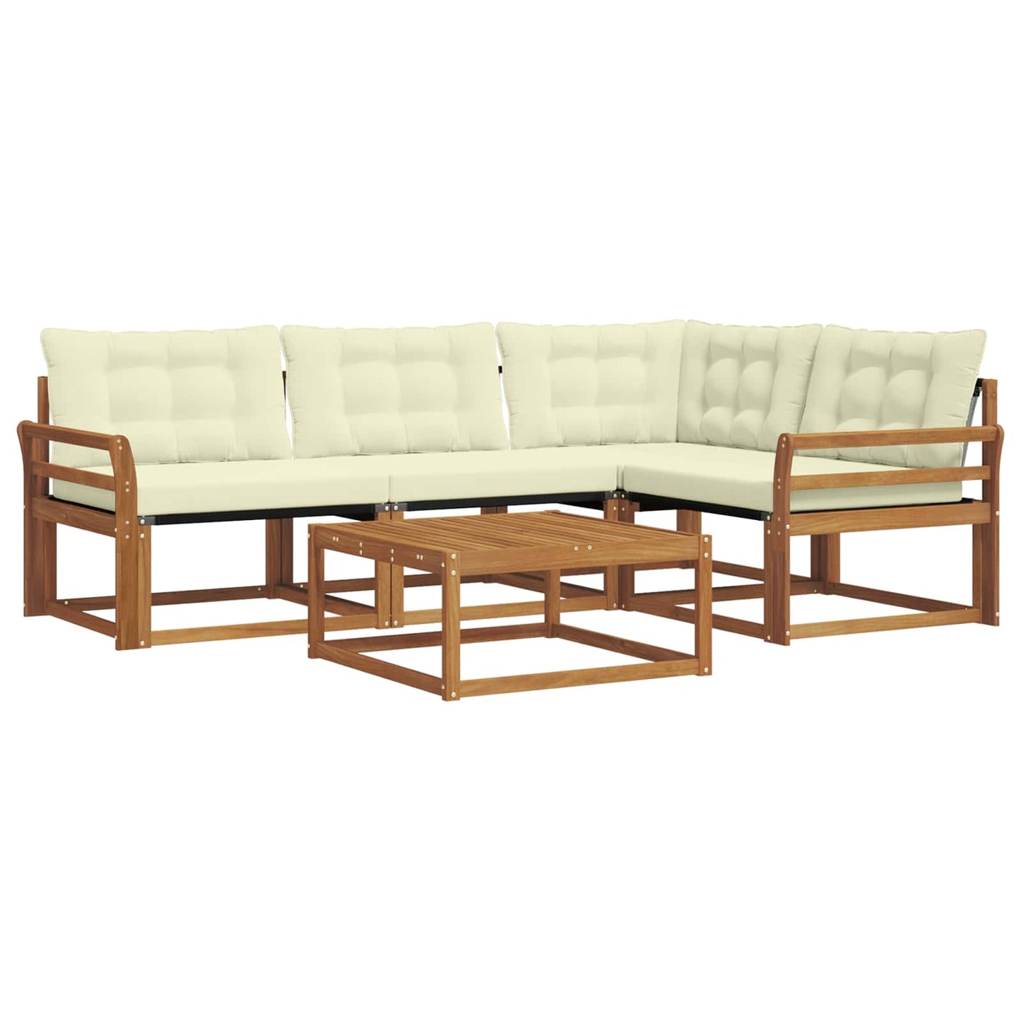 Outdoor-Sofagarnitur mit Kissen 5 pcs Natur und Creme