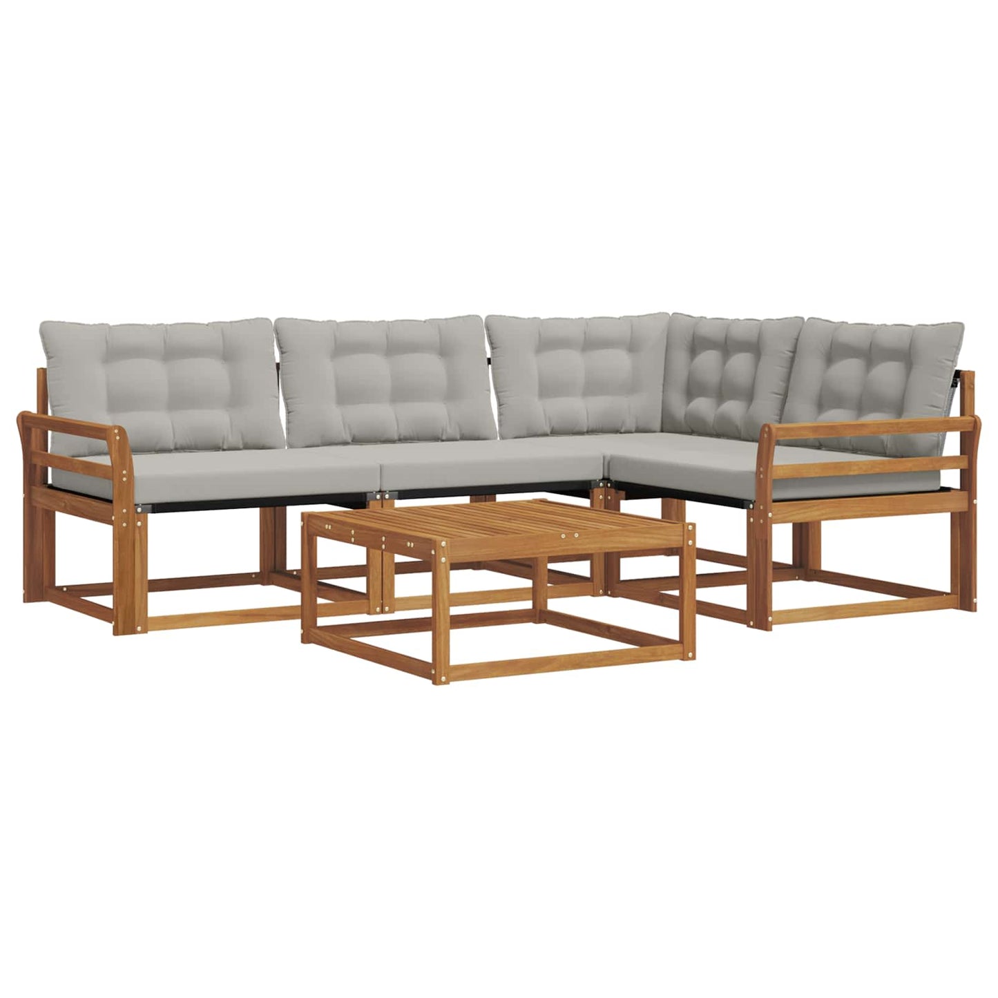 Outdoor-Sofagarnitur mit Kissen 5 pcs Natürlich und Hellgrau