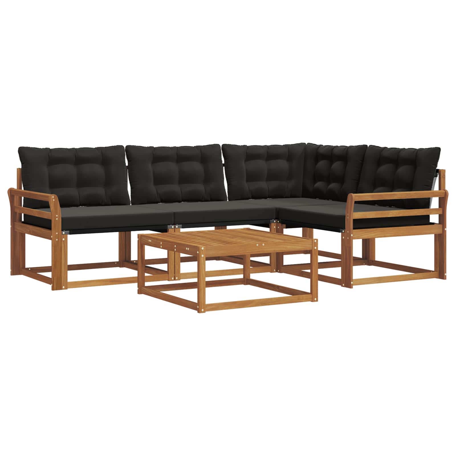 Outdoor-Sofagarnitur mit Kissen 5 pcs Natürlich und Schwarz