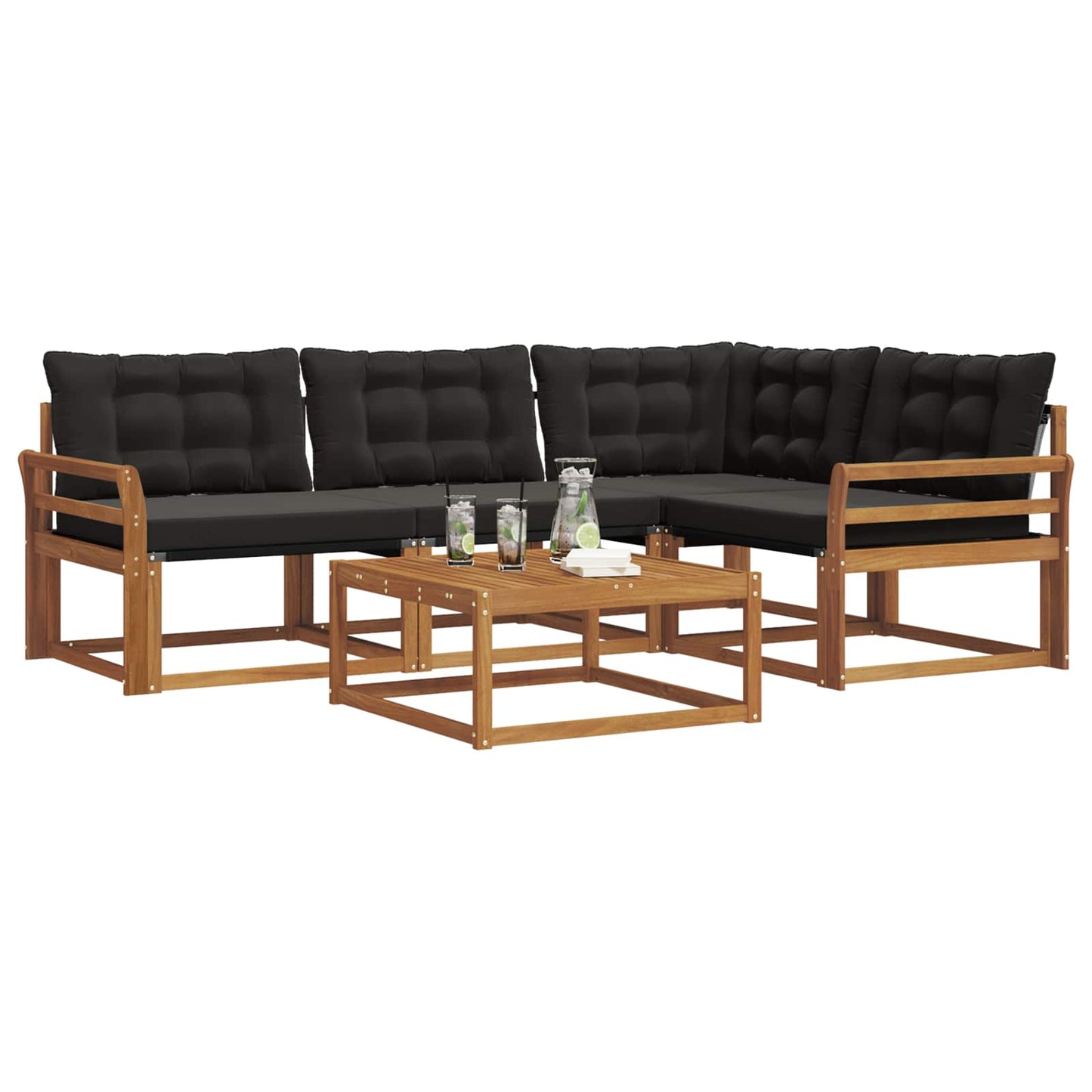 Outdoor-Sofagarnitur mit Kissen 5 pcs Natürlich und Schwarz
