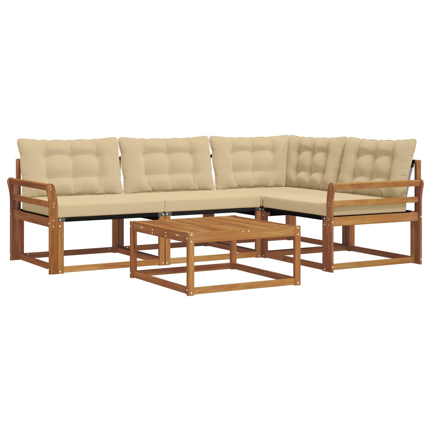 Outdoor-Sofagarnitur mit Kissen 5 pcs Natur und Beige