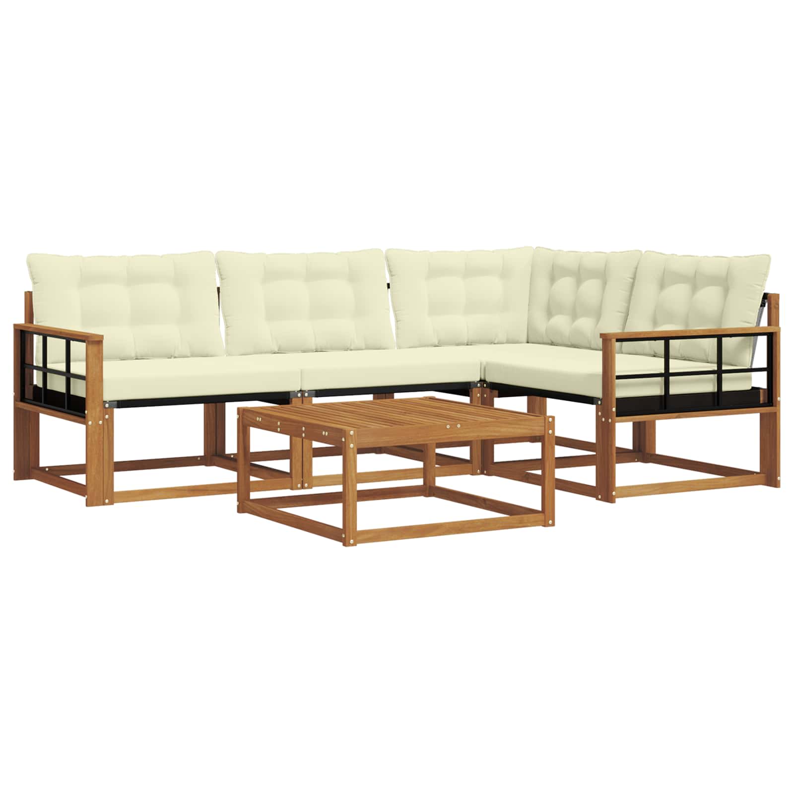 Outdoor-Sofagarnitur mit Kissen 5 pcs Natur und Creme