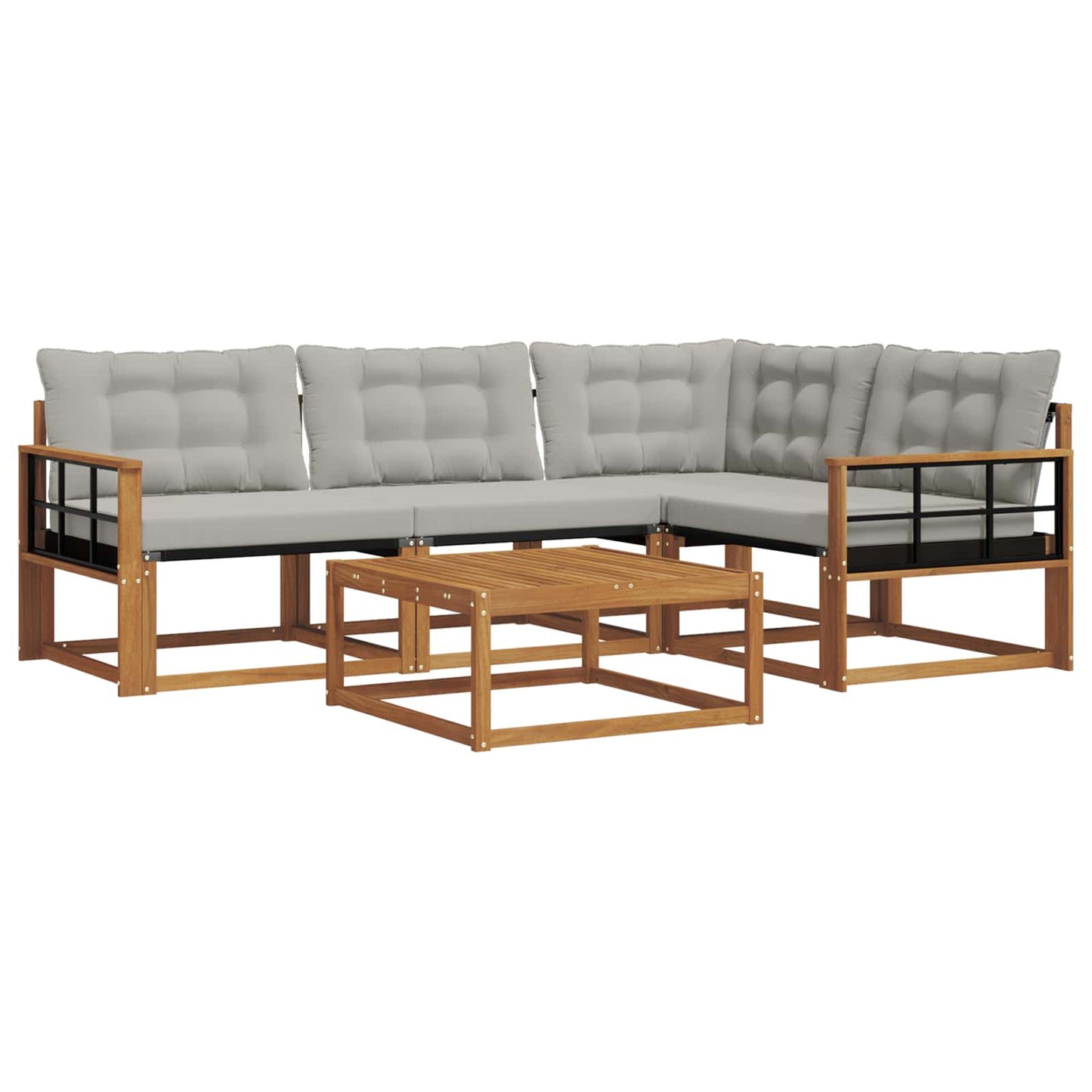 Outdoor-Sofagarnitur mit Kissen 5 pcs Natürlich und Hellgrau