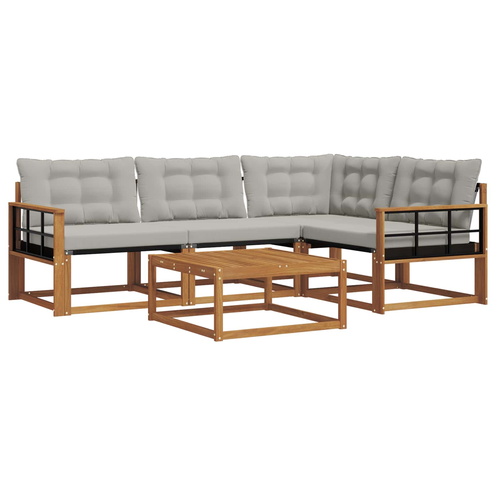 Outdoor-Sofagarnitur mit Kissen 5 pcs Natürlich und Hellgrau