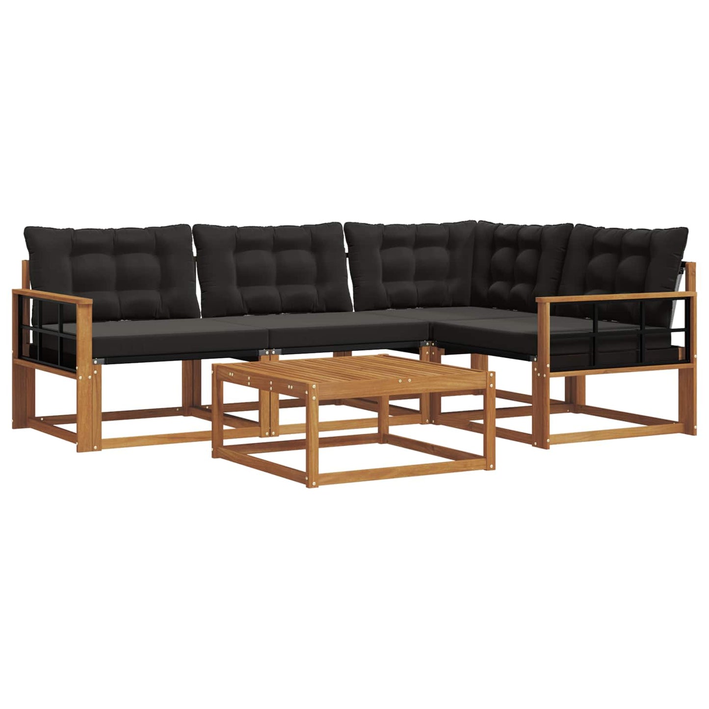 Outdoor-Sofagarnitur mit Kissen 5 pcs Natürlich und Schwarz